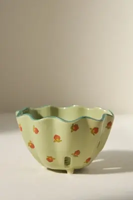 Georgie Handpainted Decaled Stoneware Berry Basket