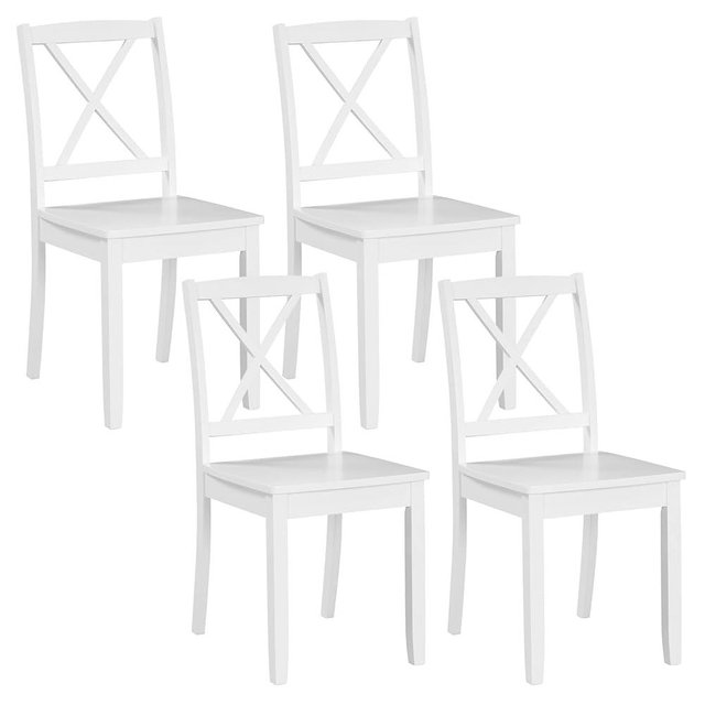Giantex Wood Dining Chairs Set of 4 White, Armless Kitchen Chairs w/Rubber Wood Legs & Curved Backrest, Farmhouse Cross Back Diner Chairs, Wooden Side Chairs for Home Dining Room, Load 400 LBS