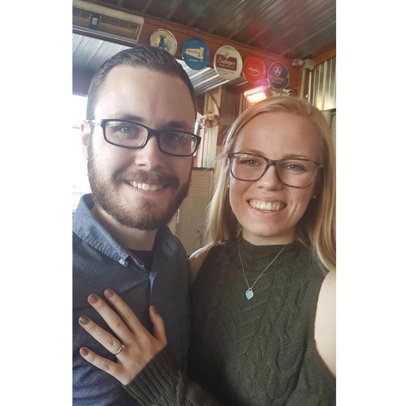 Announcing our engagement to my family during brunch at Benjamin's, November 10, 2019.
