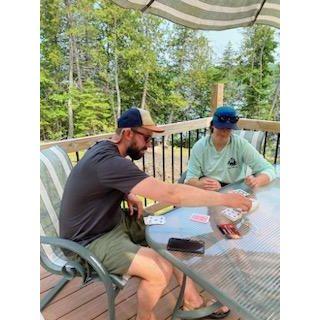 We have an ongoing lifelong cribbage tournament. Current score: Alana has 66 wins, Scott has 62. Scott's goal is to flip this trend by the time anyone sees this wedding website.