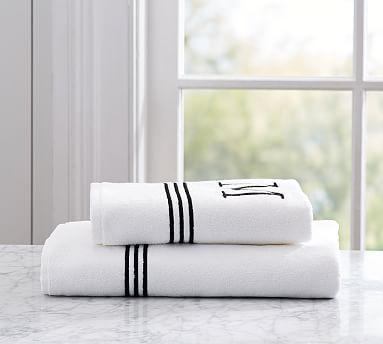 Black Grand Organic Embroidered Hand Towel w/ letter "S"