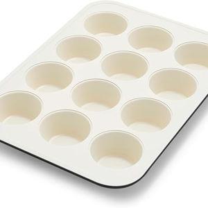 GreenPan Bakewell 12-Cup Muffin Pan, Healthy Ceramic Nonstick Bakeware, PFAS-Free Cupcake Mold, Durable Baking Tray, Versatile Kitchen Essentials, Easy Clean Ovenware, Black