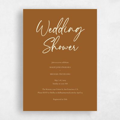 Deep Ochre, Brown Wedding Wedding Shower Invitation - Santorini Type