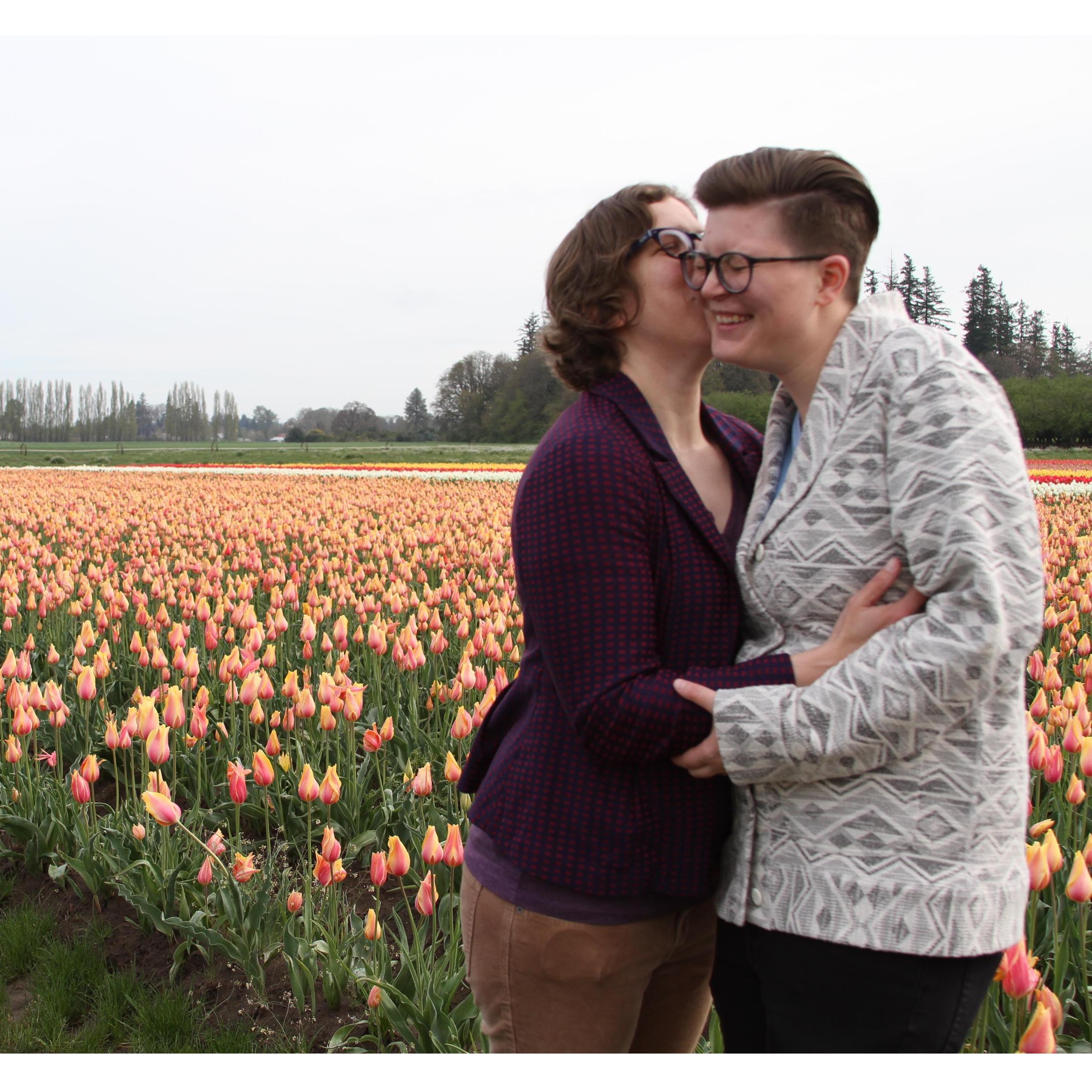 Always awkward. This was the lovely Tulip Festival where Kim shot the engagement photos.
