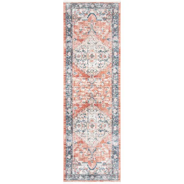 Nuloom Zara Medallion 2x6 Runner Indoor Area Rug for Living Room Bedroom Dining Room Entryway Hallway Kitchen, Rust/Blue