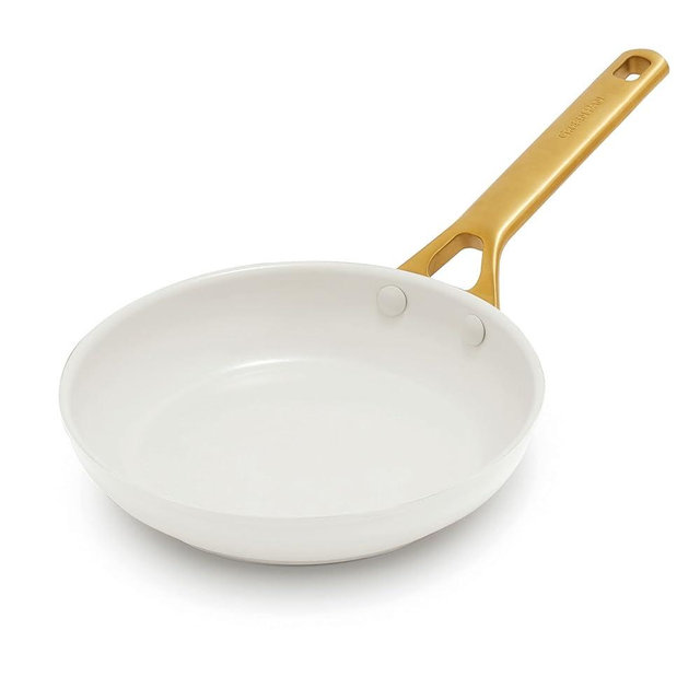 GreenPan Nonstick Reserve Pro 8" Frying Pan, NSF Certified Ceramic, Hard Anodized PFAS-Free Skillet, Stainless Steel Handles, Oven & Dishwasher Safe, Cream White