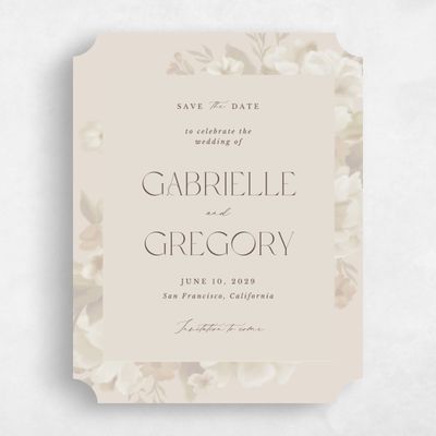 Beige Ticket Wedding Save the Date - Canopy Classic