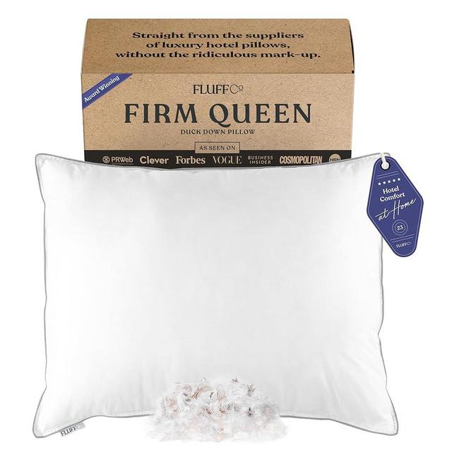 FluffCo Zen Pillow Down Pillow with 600 Fill Power White Duck Down Side Sleeper & Cooling Pillow | Hotel Pillow with 300 Thread Count | 100% Cotton Feather | Firm Full/Queen Size Pillows -1Pack