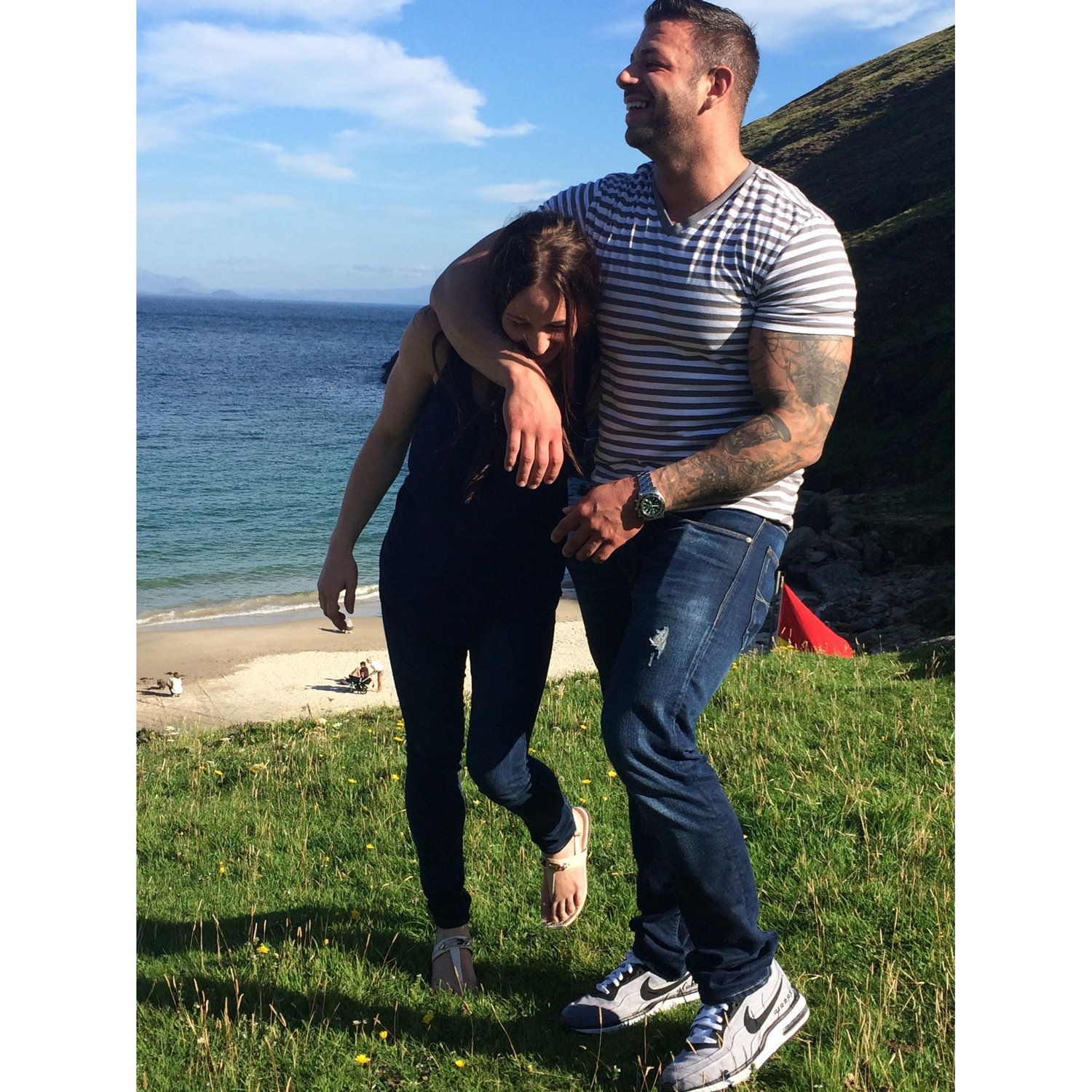 The moment right after he proposed! We were both laughing because he was so nervous he put the ring on the wrong hand. It was a dream proposal in Ireland with my entire family. Michael nailed it!