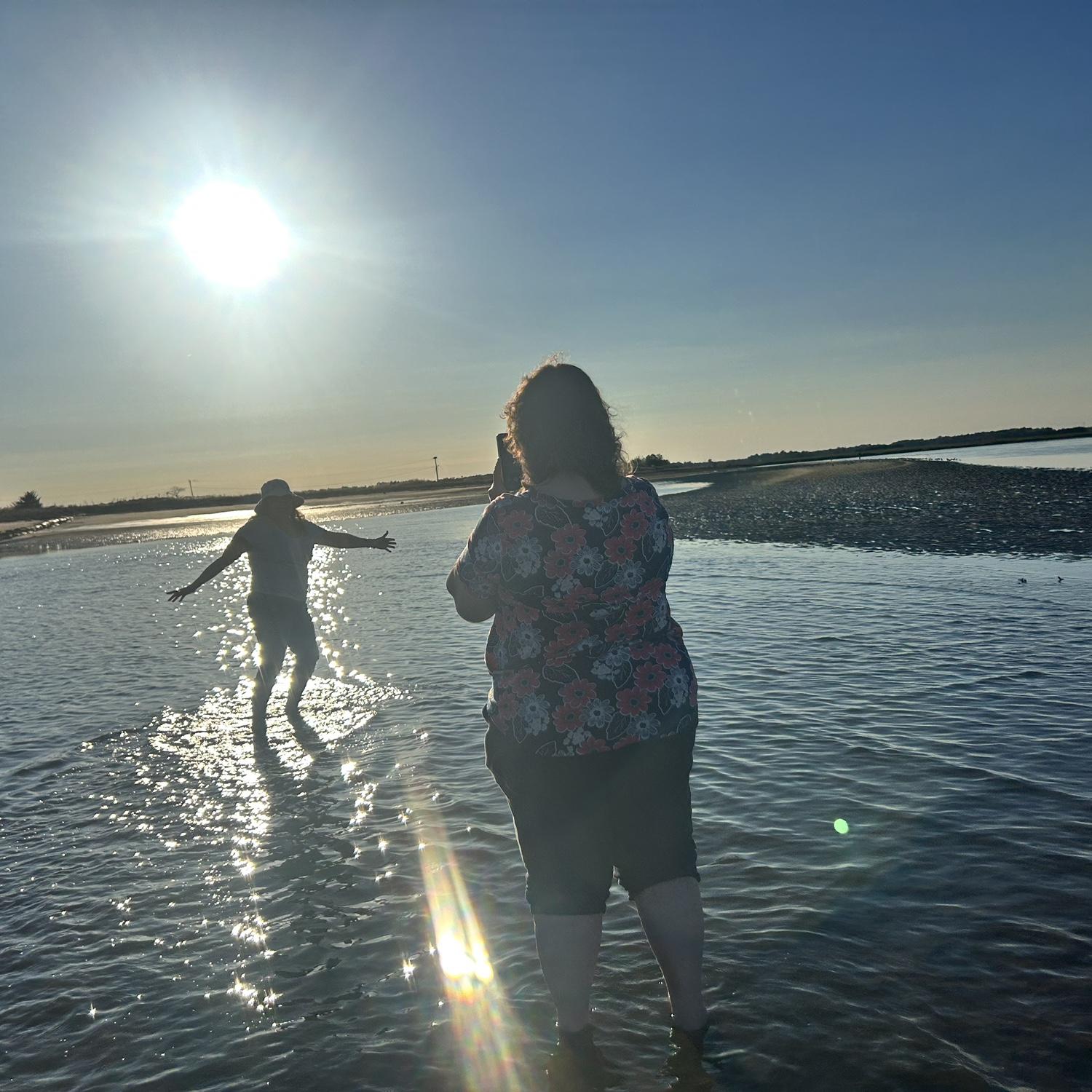 Mother in Law Kim and Diana dancing in the water of the Bay at Bower’s Beach