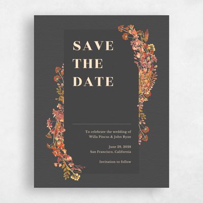 Grey Fall Wedding Save the Date - Gramercy Corner