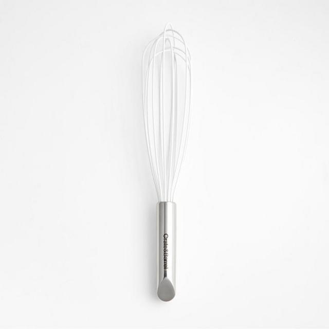 Crate & Barrel White Silicone and Stainless Steel 12" Whisk