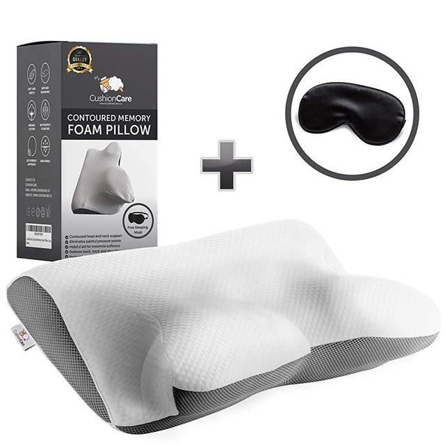 Cervical Memory Foam Pillow for Neck and Shoulder Pain – Ergonomic, Orthopedic Pillow for Side, Back, Stomach Sleepers - Contour Pillows for Sleeping - Premium Bedding Accessories - Free Sleeping Mask