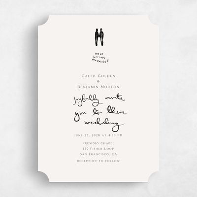 Beige Ticket Wedding Invitation - Dunluce Suits