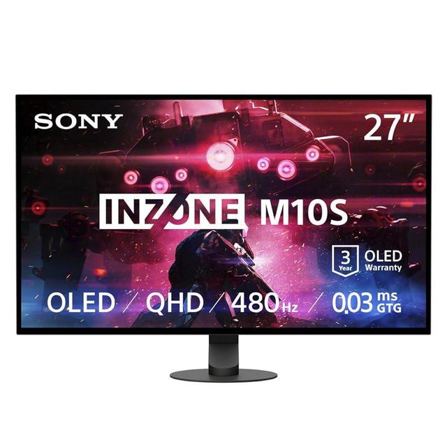 Sony INZONE M10S 27” OLED QHD (2560x1440) 480Hz 0.03ms GTG NVIDIA G-SYNC Compatible Gaming Monitor DisplayHDR 400, Anti-Glare, DisplayPort 2.1 (UHBR10), VRR HDMI 2.1, USB- 3 Year OLED Limited Warranty