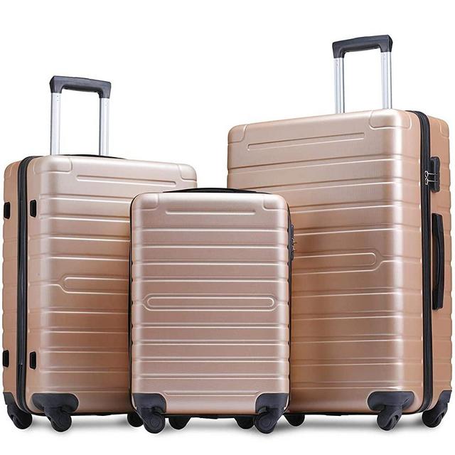 Flieks Luggage Sets 3 Piece Spinner Suitcase Lightweight 20 24 28 inch (Champagne)