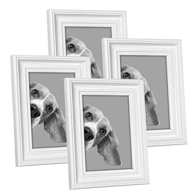 Hap Tim 4x6 Picture Frame White Wooden Photo Frames for Tabletop Display and Wall Decoration, Set of 4 (CWH-4x6-WT)