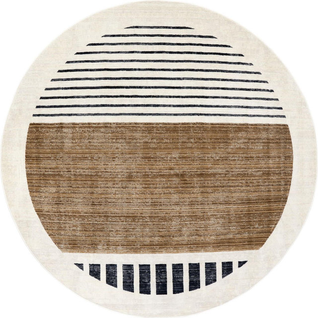 Nuloom Keeva Modern Striped Fringe Area Rug, Round 6' 4", Beige