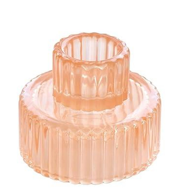 Vixdonos Taper Glass Candlestick Holders Tealight Candle Holders for Table Centerpieces, Wedding Decor and Dinner Party (3 Pcs, Orange Pink)