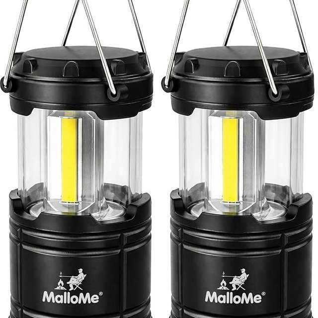 MalloMe LED Camping Lantern, Battery Powered Lanterns for Power Outages, Portable Hanging Collapsible Camping Lights for Outdoor, Home, Emergency, Hurricane Lamp Survival Outage Light 3 x AAA Operated