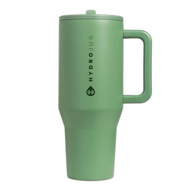 HydroJug Traveler - Modern 40 oz Tumbler with Handle & Simple Flip Straw - Car Cup Holder Friendly, Leak Resistant Water Bottle-Reusable Insulated Stainless Steel & Rubber Base - Gifts for Women & Men