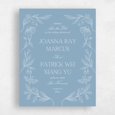 Dusty Blue Wedding Save the Date - Gaspard Portrait