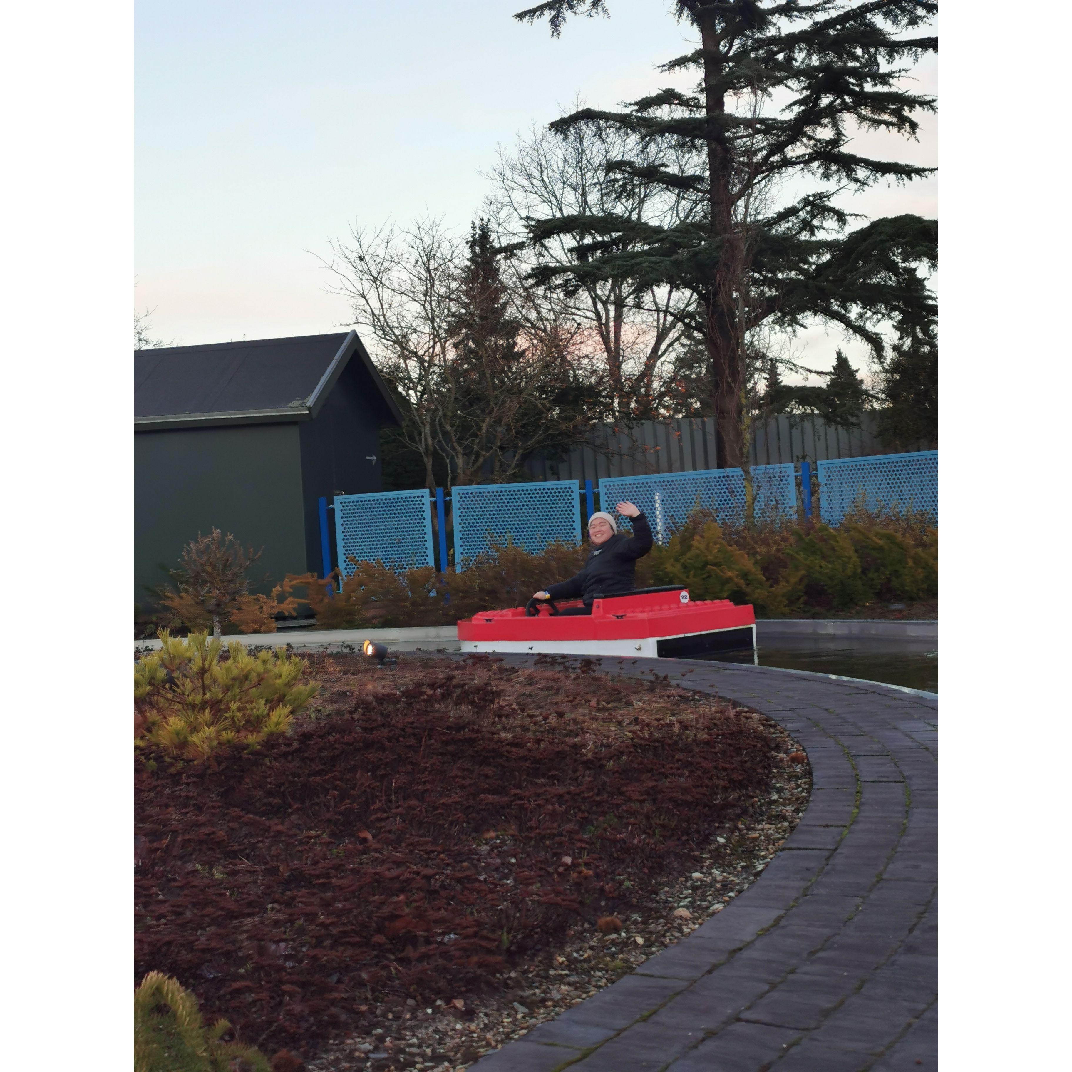 Driving boats in Legoland! Hanna thoroughly enjoyed herself <3 Fall 2023