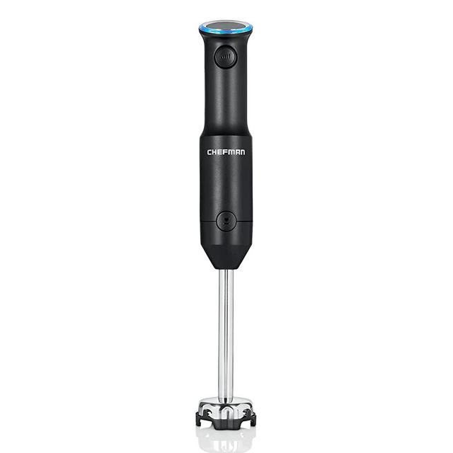 Chefman Cordless-Yet-Powerful Handheld Immersion Blender, Variable Speed, USB Rechargeable, Stainless-Steel Blade with Protective Pan Guard, BPA-Free Matte Black Plastic