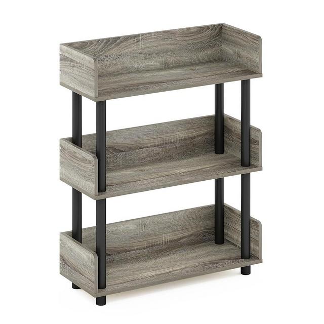 Furinno Turn-N-Tube 3-Tier Toolless Display Rack, French Oak/Black