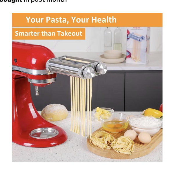All Metal Pasta Attachment 3 In 1 Set For Kitchenaid Stand Mixer, Included Pasta Sheet Roller, Spaghetti Cutter, Fettuccine Cutter Maker Accessories And Cleaning Brush