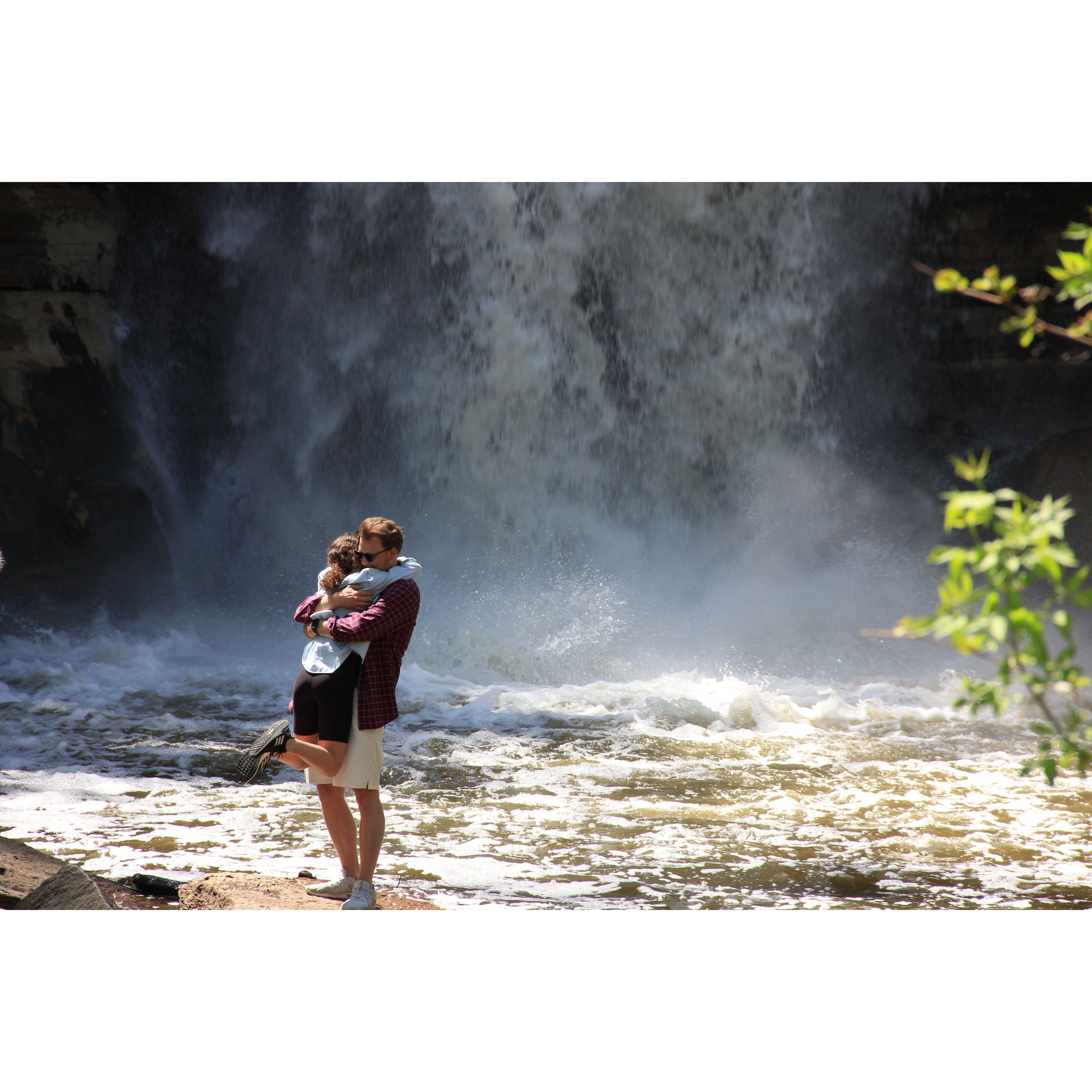 She said "Yes!" under our favorite waterfall!