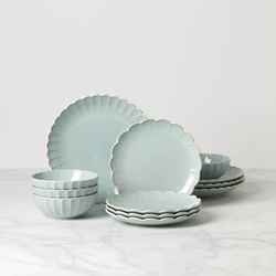 Lenox, French Perle Scallop 12-Piece Dinnerware Set, Service for 4