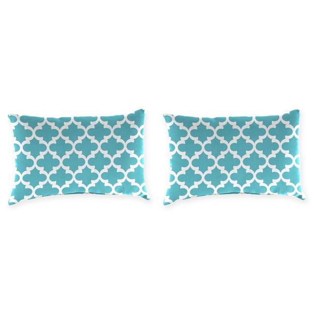 Print Outdoor Lumbar Throw Pillows in Ocean (Set of 2)