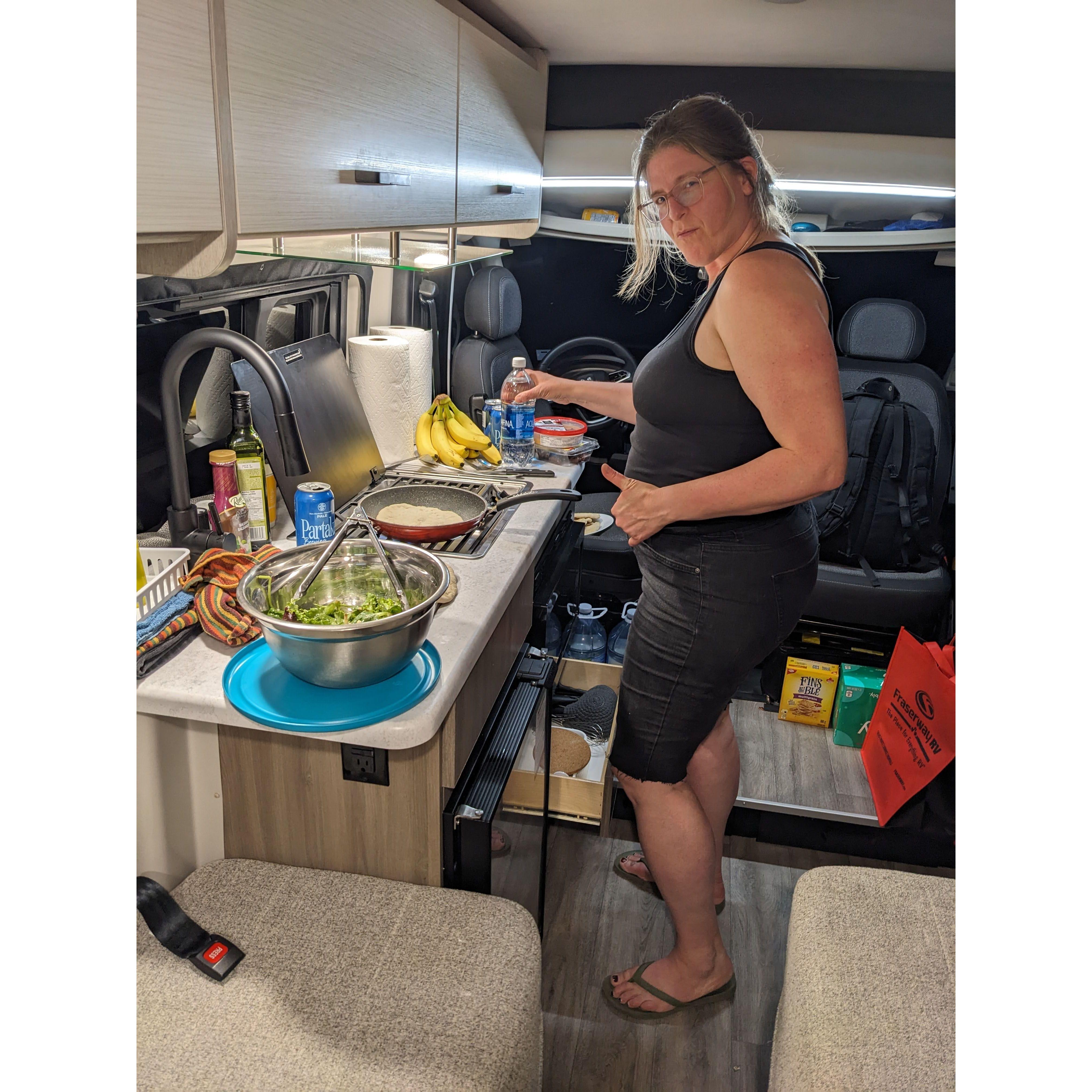 That's one bad-ass vanlife chef.