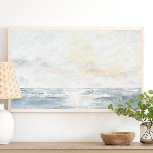 framed ocean art | beach wall art | framed wall art | living room wall decor | abstract landscape art | Morning Light | W11