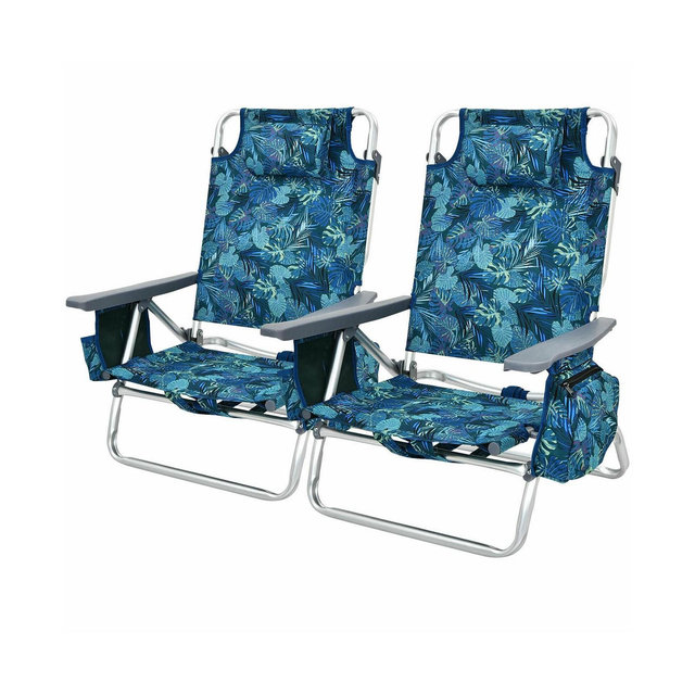 2 Pieces Folding Backpack Beach Chair with Pillow