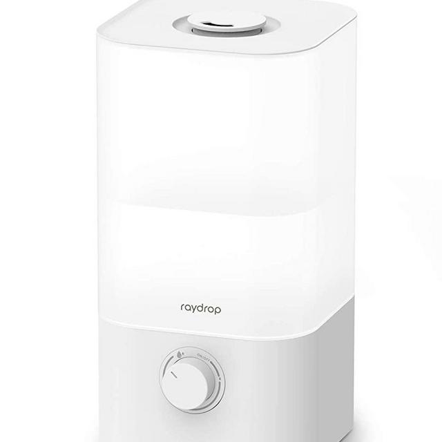raydrop Cool Mist Humidifier Diffuser, 2.5L Essential Oil Diffuser, Top Fill Humidifier for Bedroom, Home and Office, Baby Humidifier with Adjustable Mist Output, Dial Knob, Auto Shut Off (White)