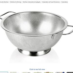 Colander Stainless Steel 3-Quart, Strainer for Kitchen Food, Dishwasher Safe