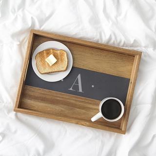 Personalized Acacia Tray with Slate Insert