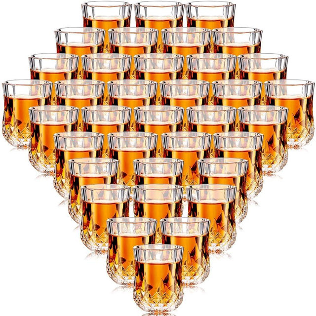 Meanplan 1.7oz Mini Shot Glasses Set Tasting Glasses Heavy Base Clear Shot cup Cute Cordial Mini Wine cups for Serving Whiskey, Wine, Juice(36 Pcs)