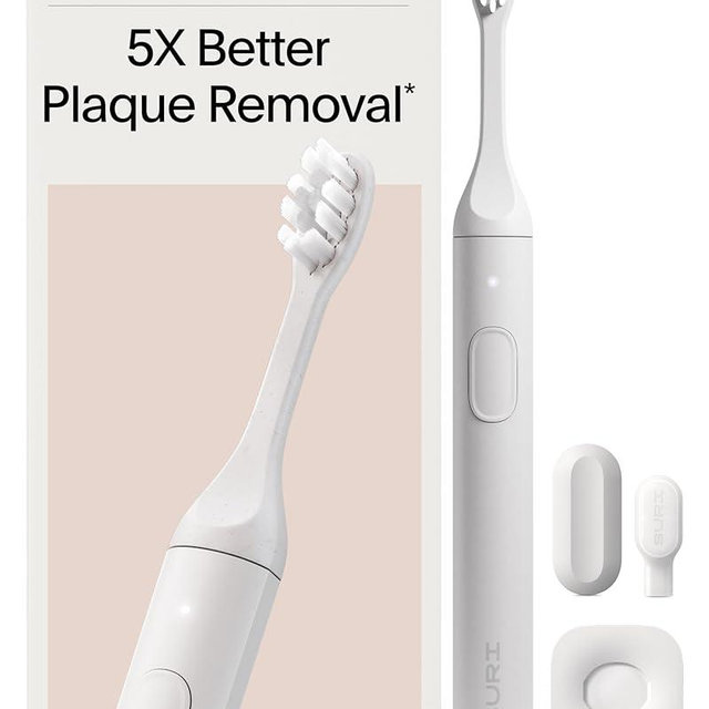 SURI 2.0 New Sonic Electric Toothbrush with Pressure Sensor | 1 Month+ Battery | Designed in California | Electric Toothbrush for Adults | Travel Toothbrushes | Tooth Brush | White