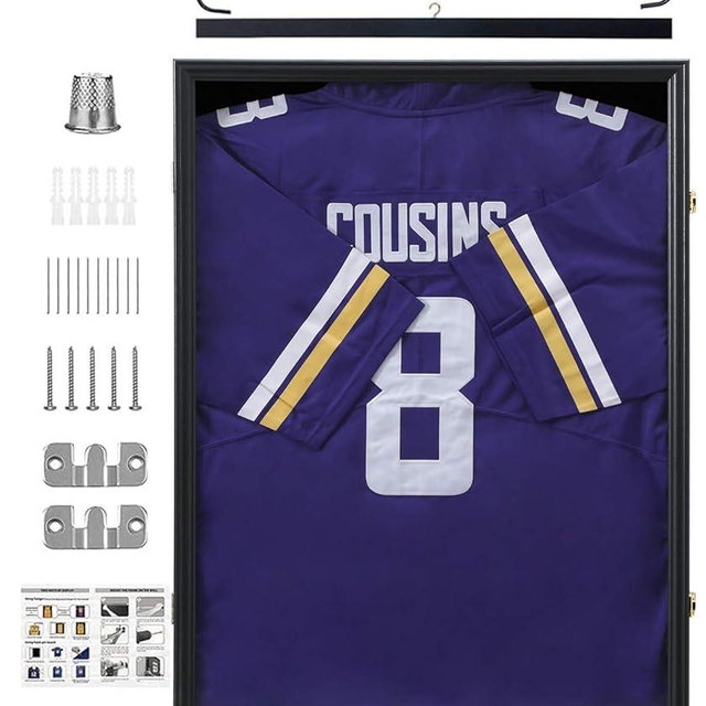 Jinchuan Jersey Frame Display Case Large Frames Shadow Box Lockable with UV Protection for Baseball Basketball Football Soccer Hockey Sport Shirt