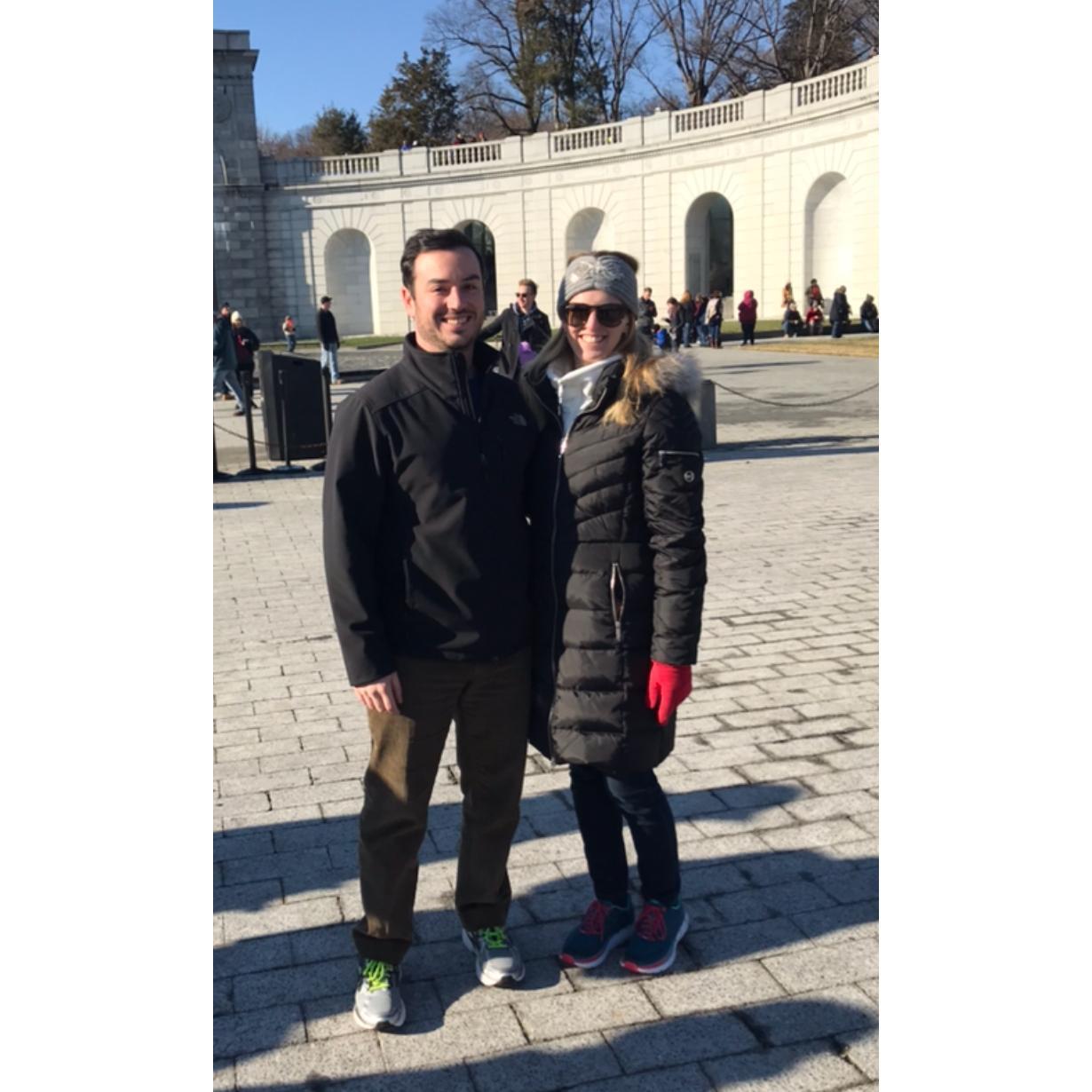 Our first photo together after laying wreaths at Arlington National Cemetery
