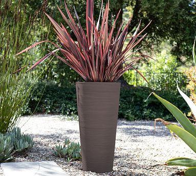 Hevea Tapered Cylinder Tall Outdoor Planters- Black