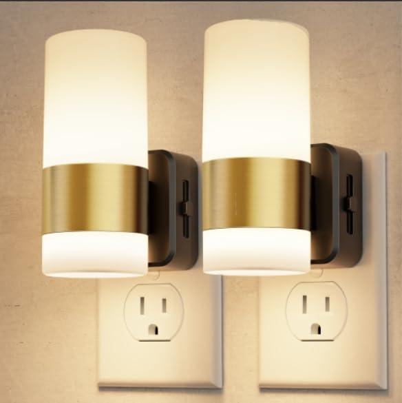 L LOHAS LED Plug in Night Light 2 Pack, Minimalist Style Night Light with Dusk to Dawn Sensor, Support 0-100 Lumen Dimmable Night Light, 3000K Soft White