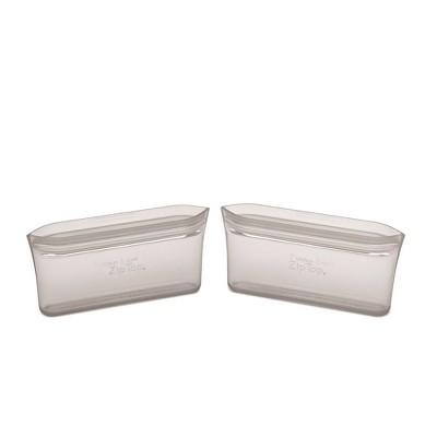 Zip Top Reusable 100% Platinum Silicone Container - Snack Bag Set of 2 - Gray