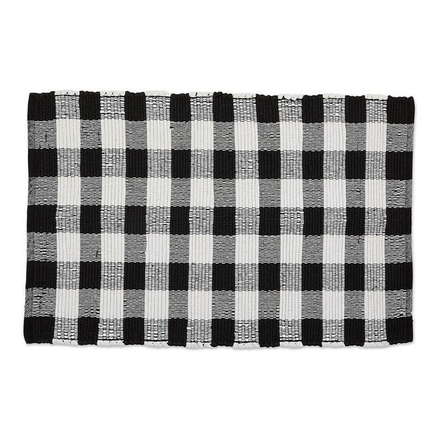 DII Buffalo Check Rug Collection, Hand Dyed Reversible Chindi Rug, 26x40, Black