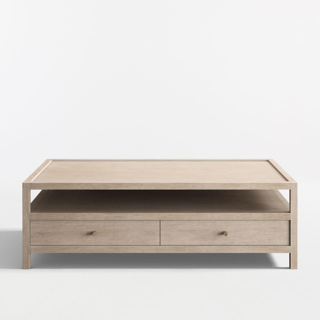 Keane Weathered Natural Wood 54" Rectangular Storage Coffee Table