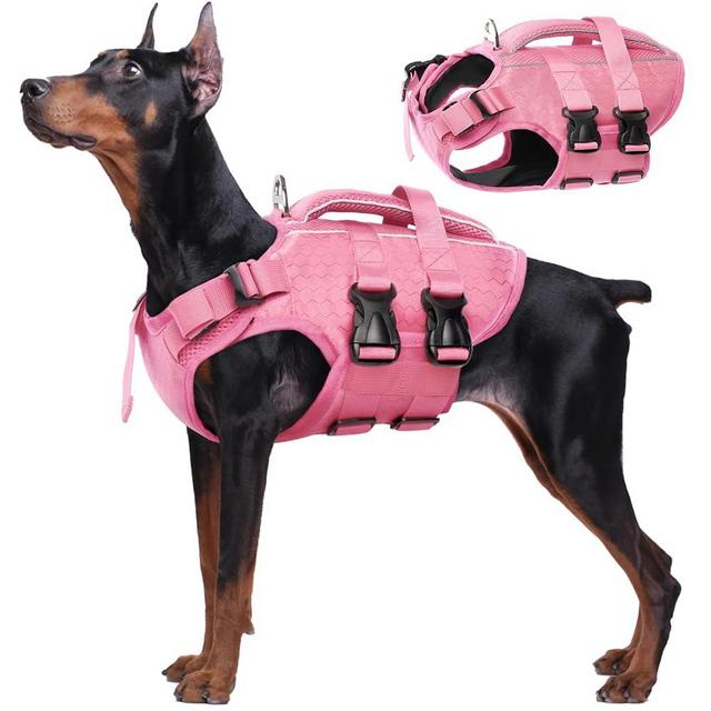 Kuoser Dog Life Jacket High Flotation, Reflective Dogs Life Vest for Swimming Boating, Adjustable Small Medium Large Dog lifejacket, Lightweight Dogs Life Preserver Rescue Handle Spring Summer Pool