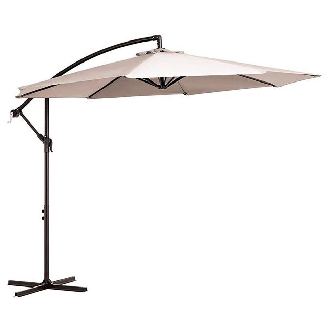 JEAREY 10ft Outdoor Umbrella Backyard Offset Patio Umbrella Cantilever Umbrella Hanging Market Garden Umbrellas with Infinite Tilt, Crank & Cross Base